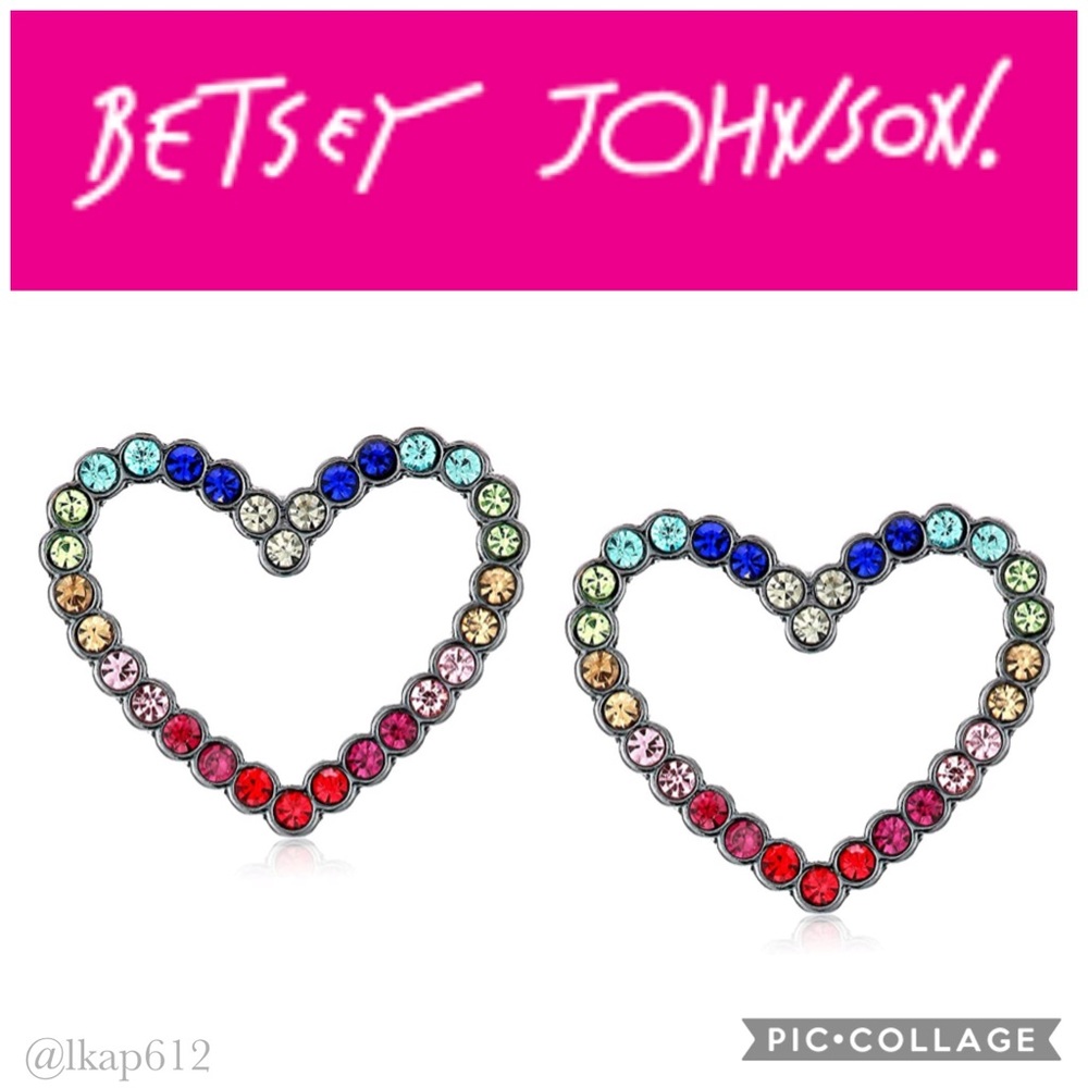 NWT Betsey Johnson Bling Thing Open Heart Earings